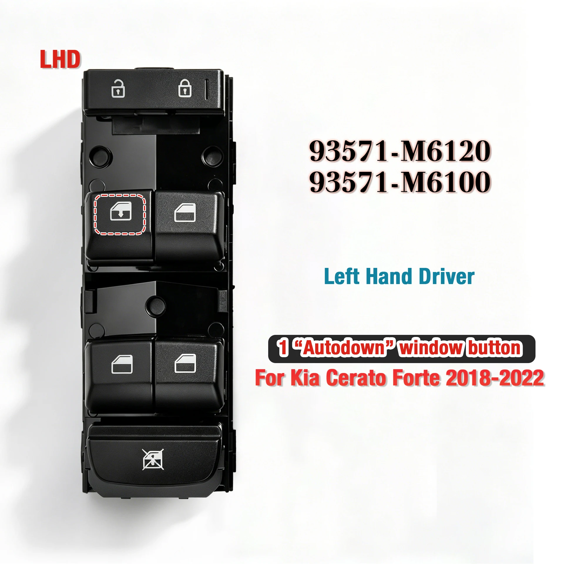 93571-M6100 Для Kia Cerato Forte 2018-2022, передний левый электрический главный переключатель стеклоподъемника, кнопка управления стеклоподъемником