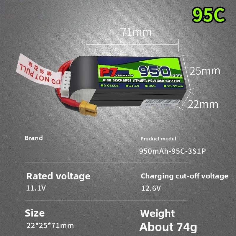 New 950mAh 95C 11.1-22.2V LiPo Rechargeable Battery for Boslipo P7 FPV Drone Battery 3S 4S 6S High-rate FPV for Model Aircraft