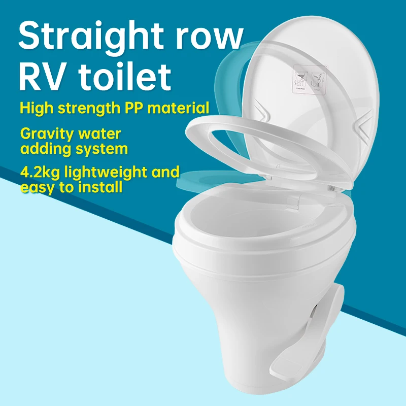 SEAFLO Portable RV Toilet Plastic Foot Pedal Flush Camping Toilet for Motorhome Camper Trailer Outdoor Travel Bathroom