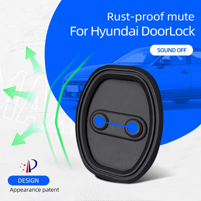 

4Pieces Black Silicone Door Lock Buckle Protective Cover Shock Mute Pad for Hyundai Elantra Tucson Sante Palisade 2019+