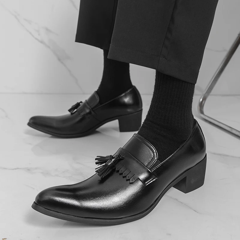 

Business Men Formal Leather Shoes Men High-heeled Casual Comfortable Shoes Fashionable Pointed-toe Leather Shoes Banquet Shoes