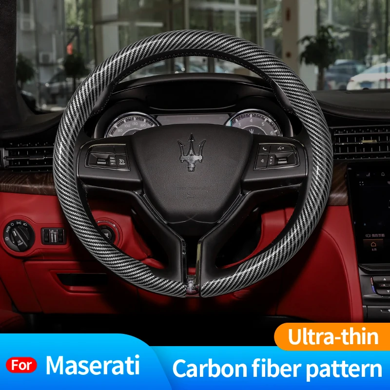 

For Maserati Ghibli Levante Quattroporte MC20 GranSport Spyder Carbon Fiber Suede Car Steering Wheel Cover Auto Accessories