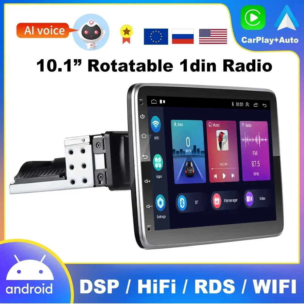 Universal 360° Rotatable Android 13.0 Car Radio Wireless Carplay Multimedia Player Universal GPS Navigation For VW KIA Nissan