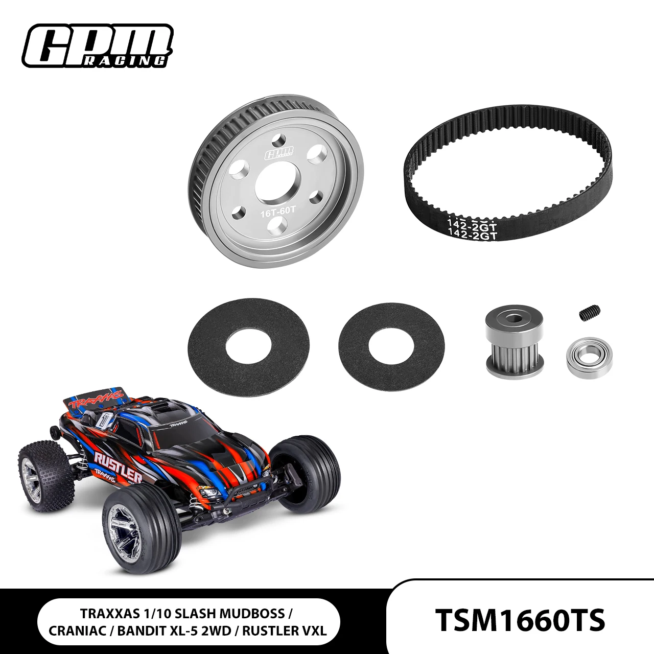 

GPM Gearbox Gear Belt Drive Set & Motor Gear TRAXXAS 1/10 Slash Mudboss Rustler