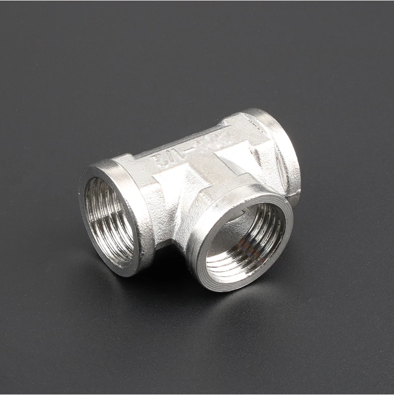 

1/2" BSP Female Male Thread Tee Type 3 Three Way 201 Stainless Steel Pipe Fitting Connector Adapter Coupler