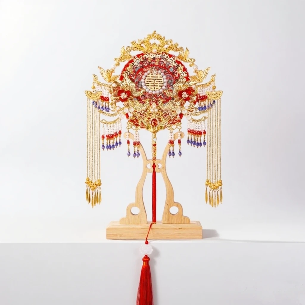 

Phoenix Coronet And Rosy Cloud Gown Wedding Fan