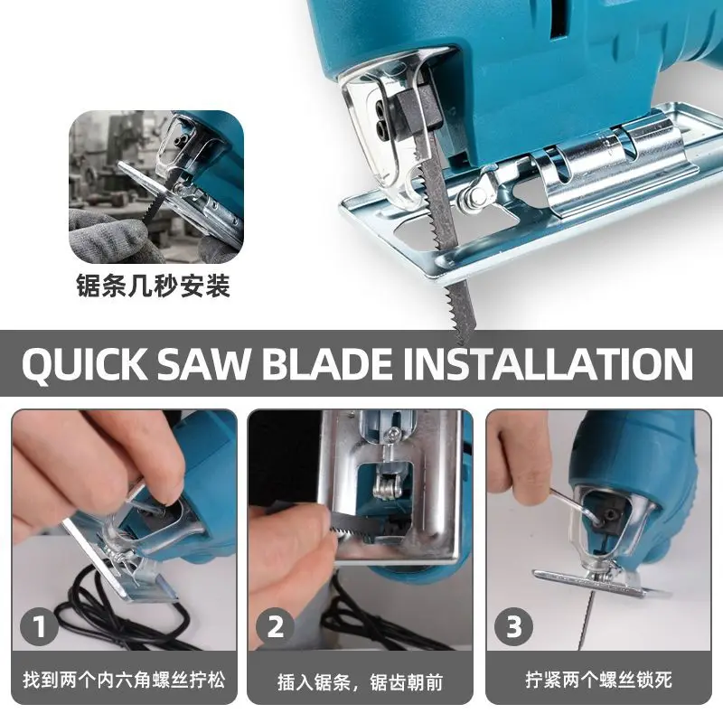 Household Electric Reciprocating Saw, Lace Saw Brushed Wood Board Cutter Steel Plate Curve Saw for Woodworking