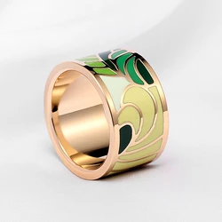 Hot Sale Fashion Enamel Jewelry Stainless Steel Rings For Women Colorful Trendy Angel Wings Design Party Gift