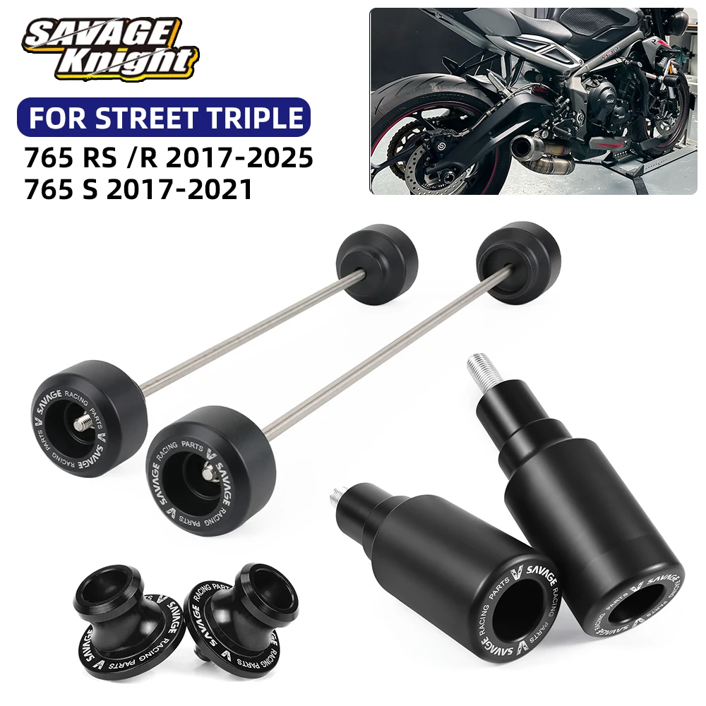 

Motorcycle Frame Crash Sliders For Street Triple 765 RS/R/S 2017-2025 Axle Fork Wheel Slider Guard StreetTriple 765RS 765S 765S