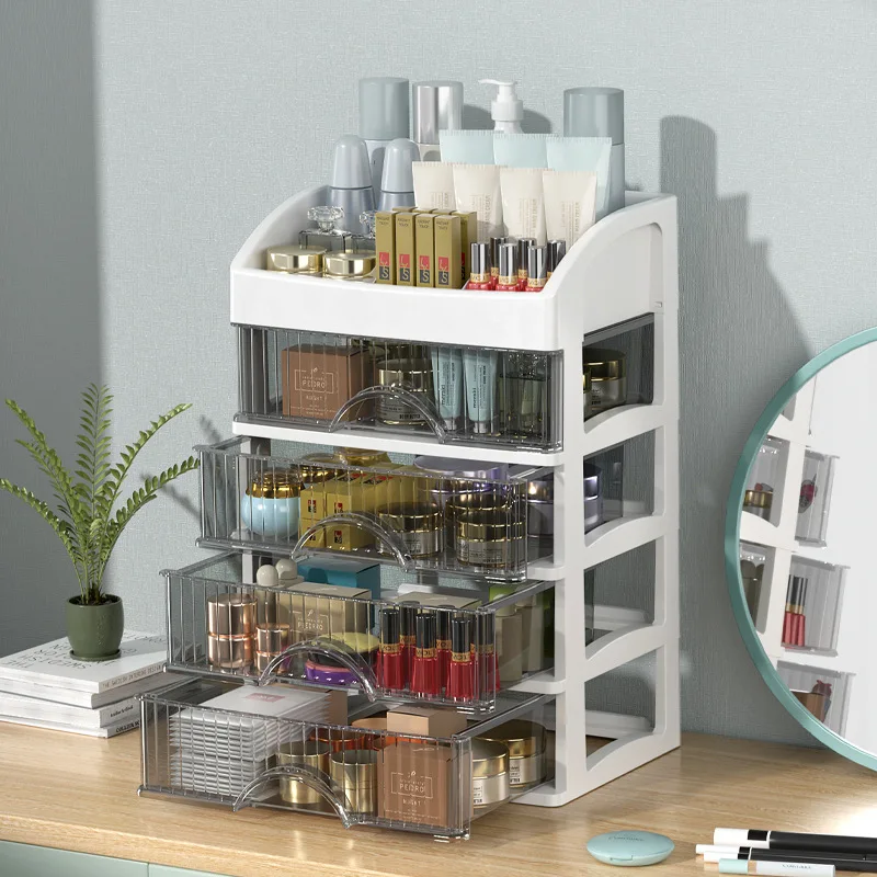 Cosmetics Storage Box Injection Molded Plastic Drawer Skin Care Product Storage Device Student Food Essential Desk Accessories