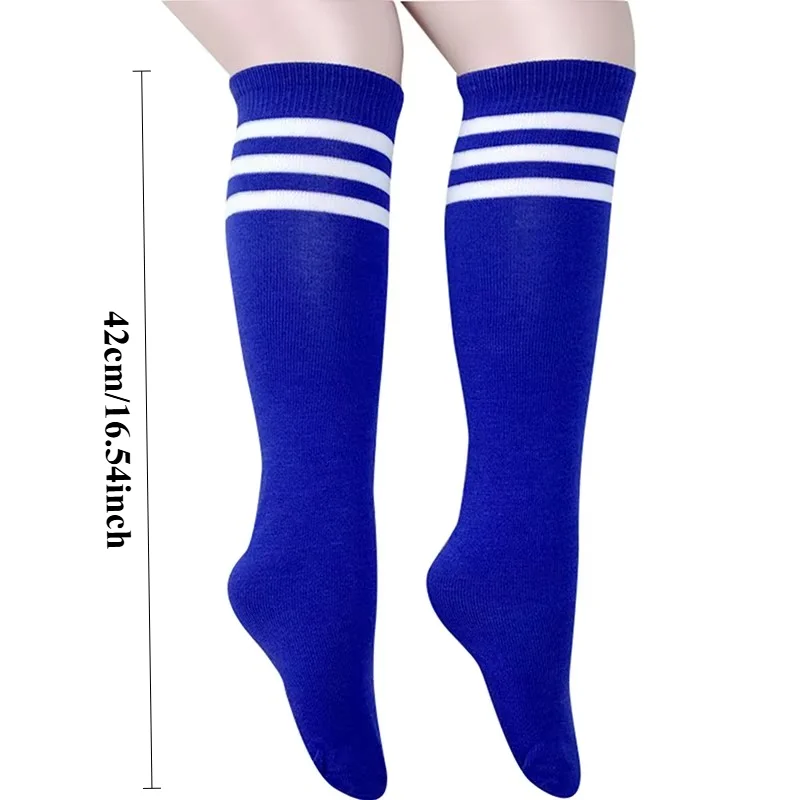 4Pairs Kids Football Sports Socks Long Knee Cotton Spandex Legging Stockings for Soccer Baseball Children Blue/Red/White/Black