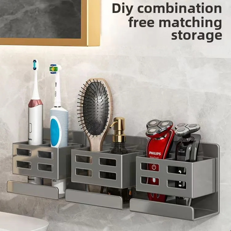 

Washstand Comb Storage Tube Bathroom Toothbrush Storage Rack Shaver Rack Wall mounted Non perforated Storage Box