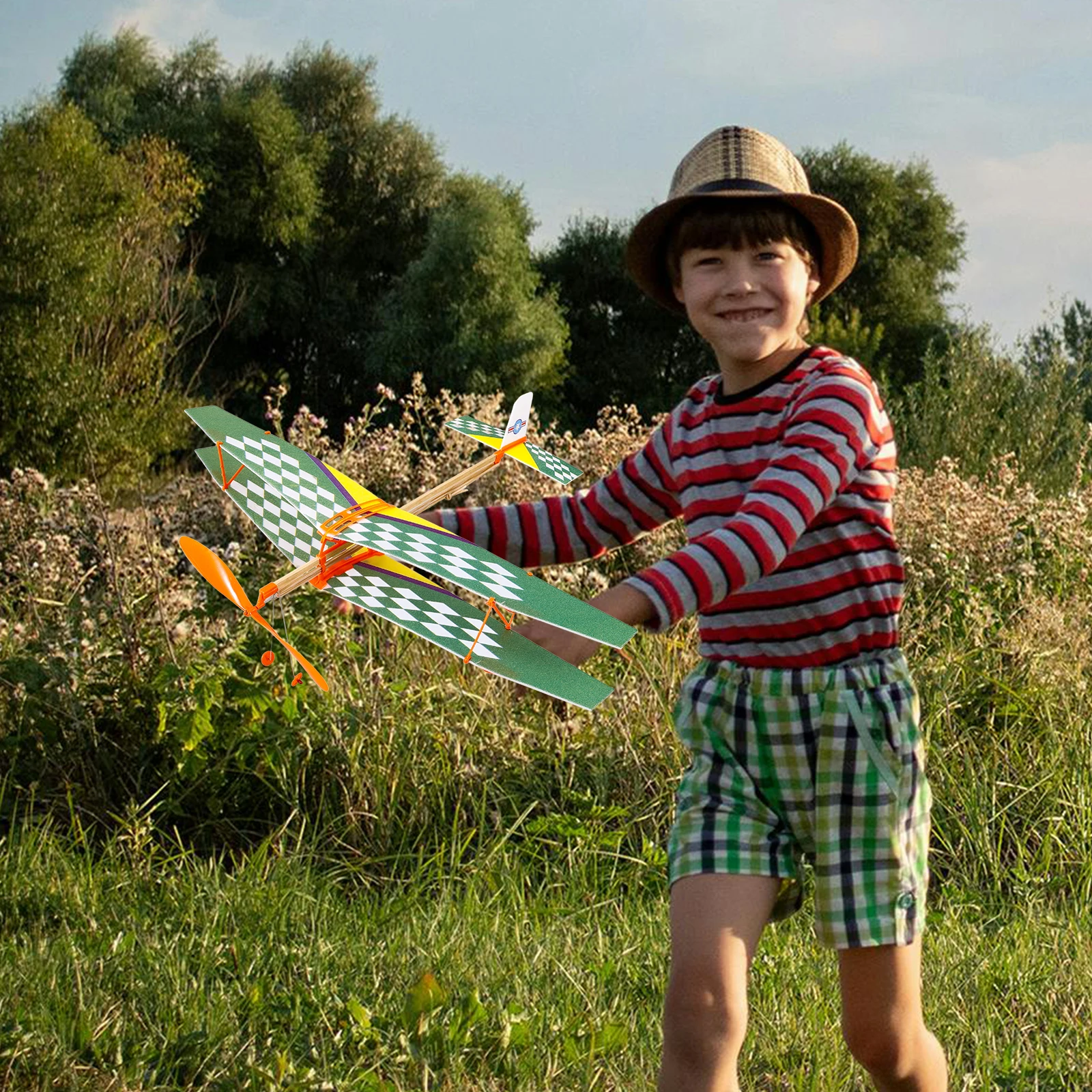 

2Pcs Rubber Band Powered Glider DIY Assembly Educational Set Wooden Child Aircraft Puzzle Parent-Child Interactive Fun