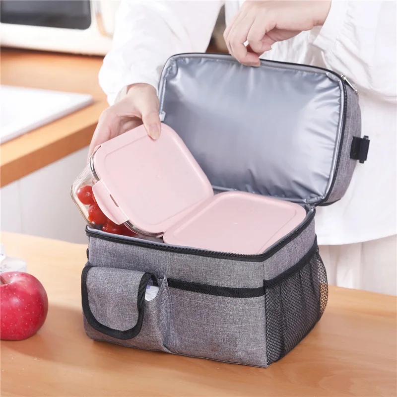 Double Layer Oxford Cloth Aluminum Foil Insulation Cooler Bags for Women and Men Travel Outdoor Picnic School Office Lunch Bags