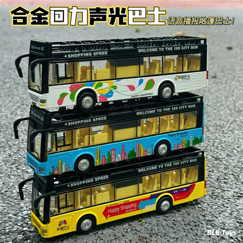 Double-Decker Sightseeing Bus Toy with Body - Interactive Voice, Light, and Sound Effects,