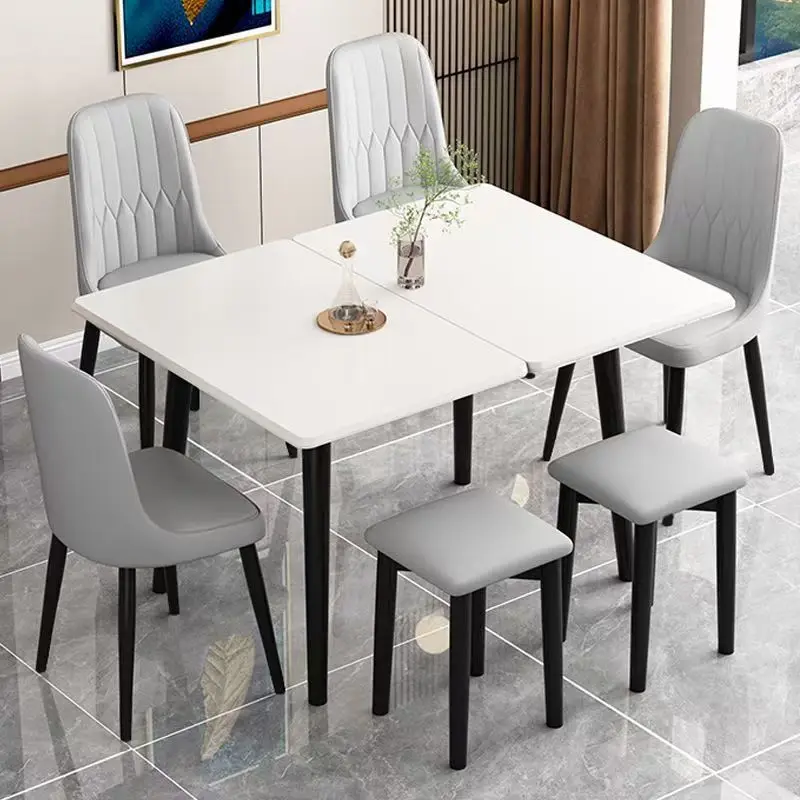 Slate folding dining table household small apartment solid wood retractable modern simple light