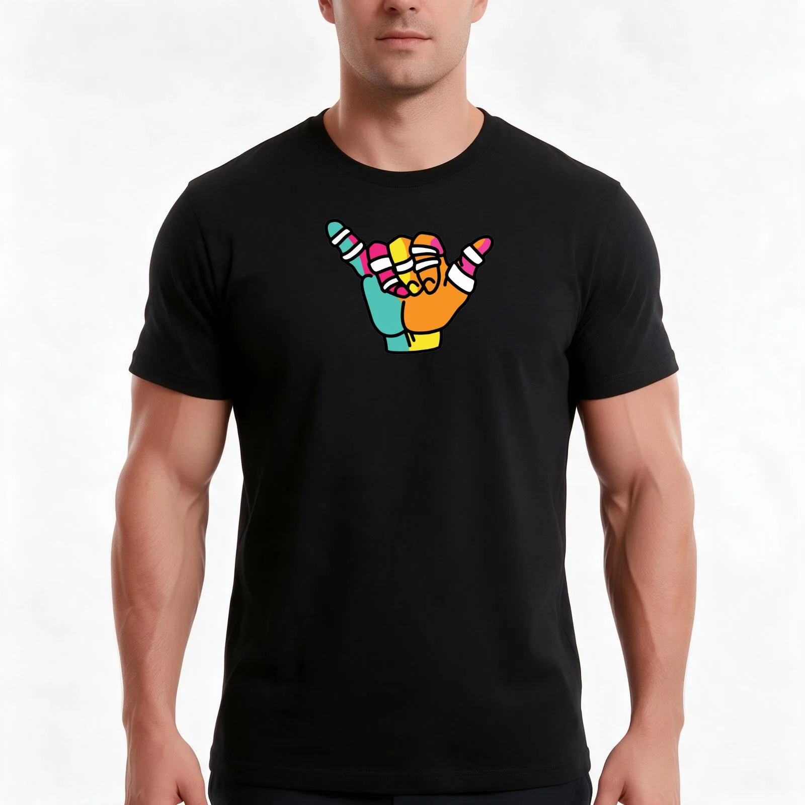 Jiu Jitsu Shaka Hand Pop Art T-Shirt Summer Casual Cotton Tee Oversized Streetwear Tops Vintage Graphic Print 100% Cotton