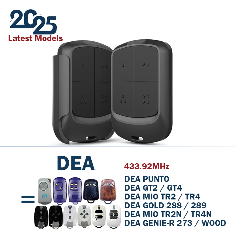

Clone DEA PUNTO GT2 GT4 MIO TR2 TR4 Gold 288 289 TR2N TR4N Genie-R 273 Wood Garage Door Remote Control 433MHz Opener