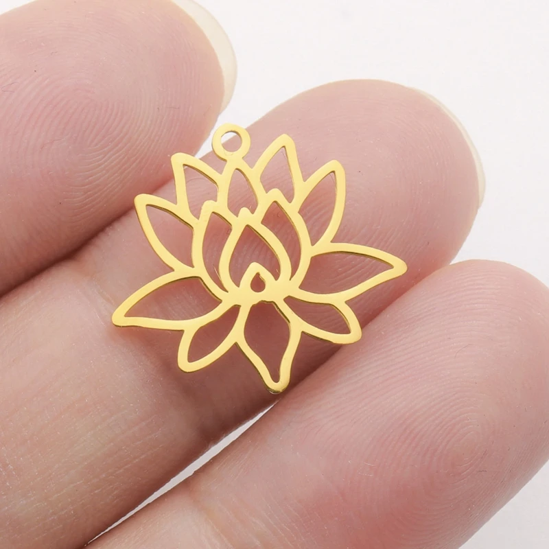 3pcs Hollow 5 Petal Flower Stainless Steel Charms Tone Open Flower Pendants, DIY Jewelry Making Accessories for Earrings