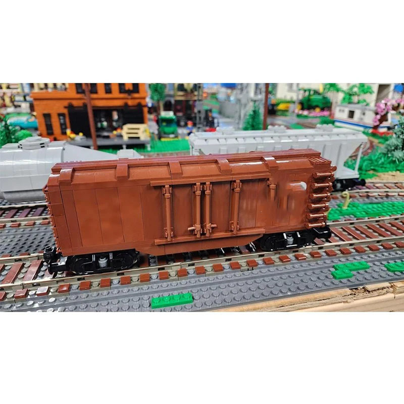 

388 шт. MOC грузовой поезд Boxcar промышленный железнодорожный вагон DIY модель строительные блоки подарок на день рождения для взрослых хоббистов