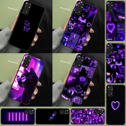 Purple Colour Neon Light Case For Redmi Note 12 Pro 8 9 10 11 Pro Note 12S 11S 10S 9S 8T Redmi 12C 10C 10A 9C Cover