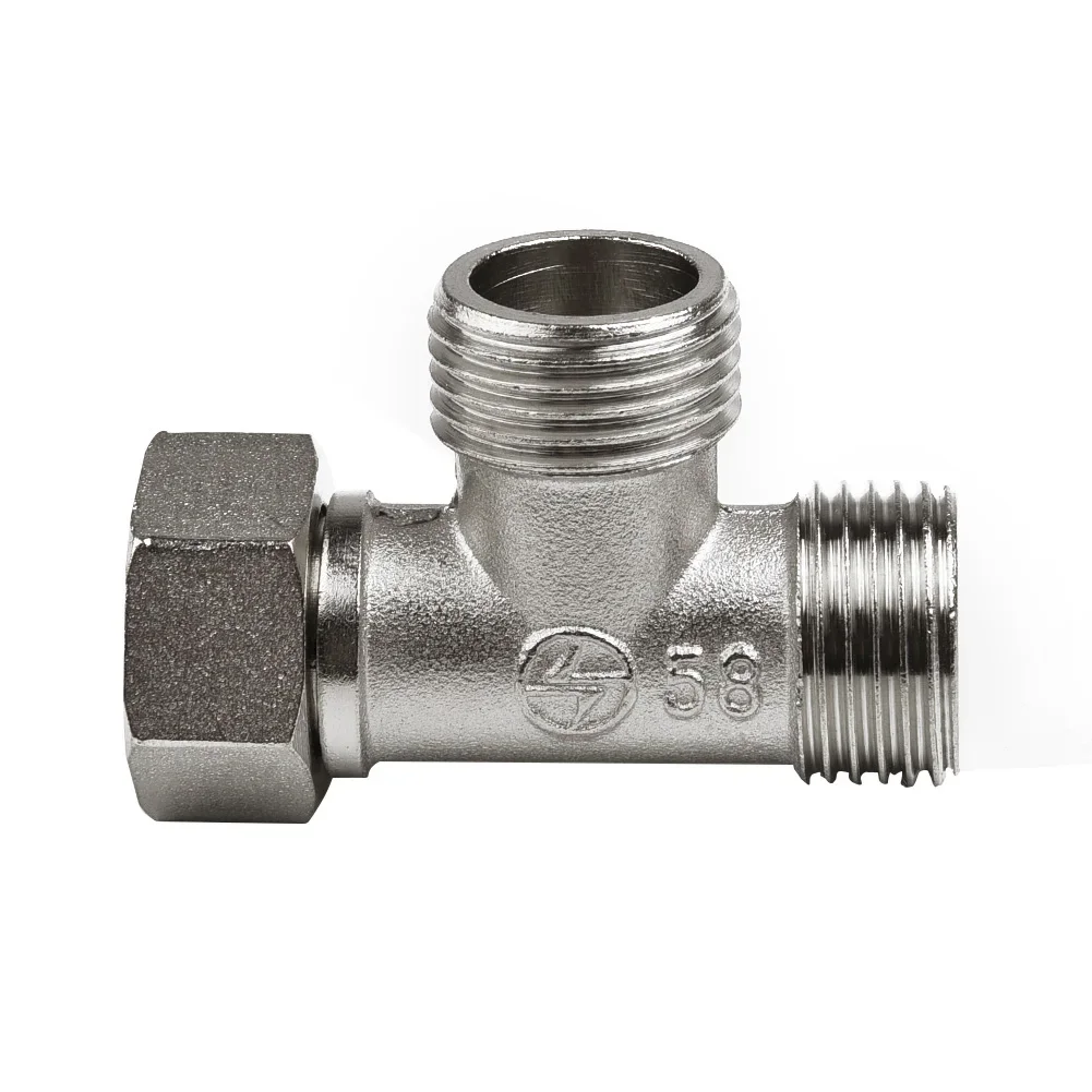 1X วาล์ว diverter สำหรับห้องน้ำวาล์วทองแดงอะแดปเตอร์ T-Valve G1/2 "T-Valve สำหรับอาบน้ำในบ้านเครื่องพ่นโถสุขภัณฑ์ฝักบัว3วิธีเชื่อมต่อมุมวาล์ว