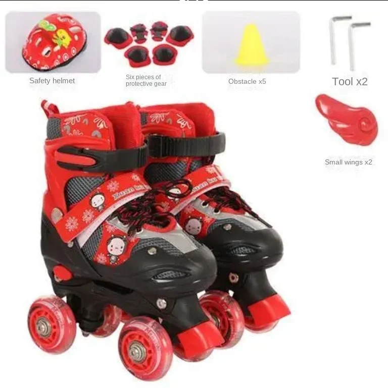 Double Row the Shoes Flash Children's Four-Wheel Beginner Men's and Women's Roller Skating Super Stable Center of Gravity