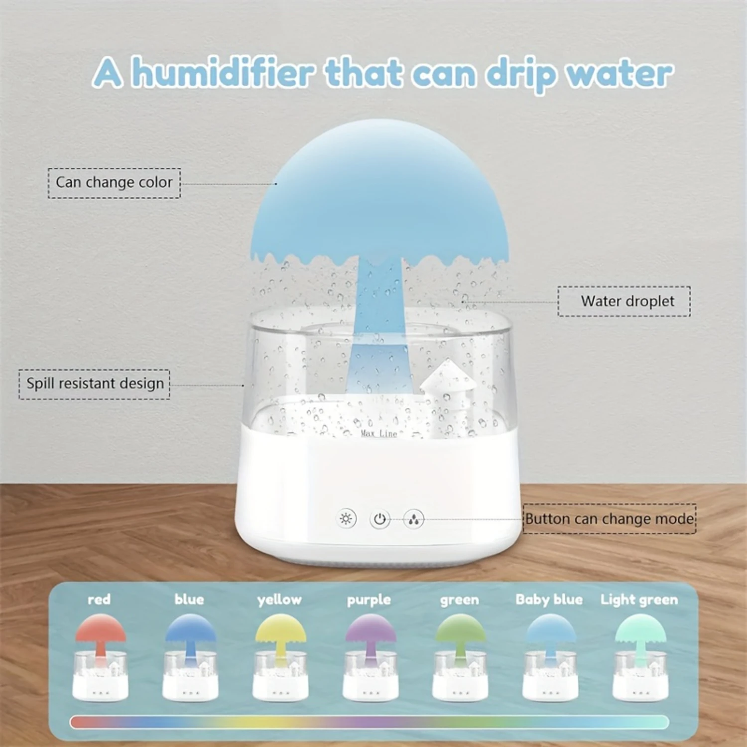 450ml Cloudy Rain Humidifier with Water Drops, Light Umbrella Rain Essential Oil Diffuser for Bedroom, Office, Sleep Relaxation.