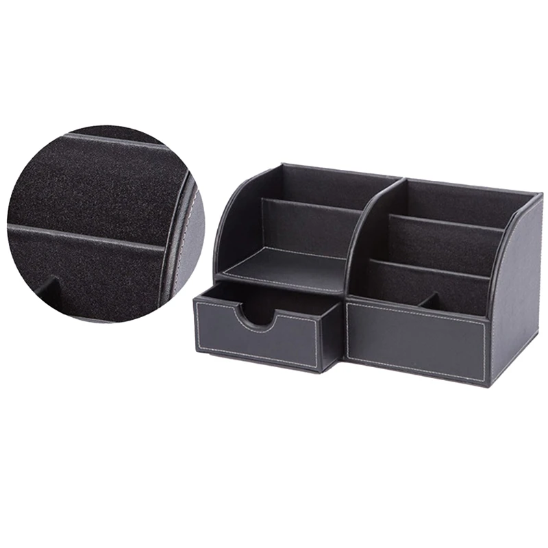 Многофункциональный кожаный большой держатель для ручек, ящик для хранения косметики с дистанционным управлением, настольный ящик для хранения канцелярских принадлежностей
