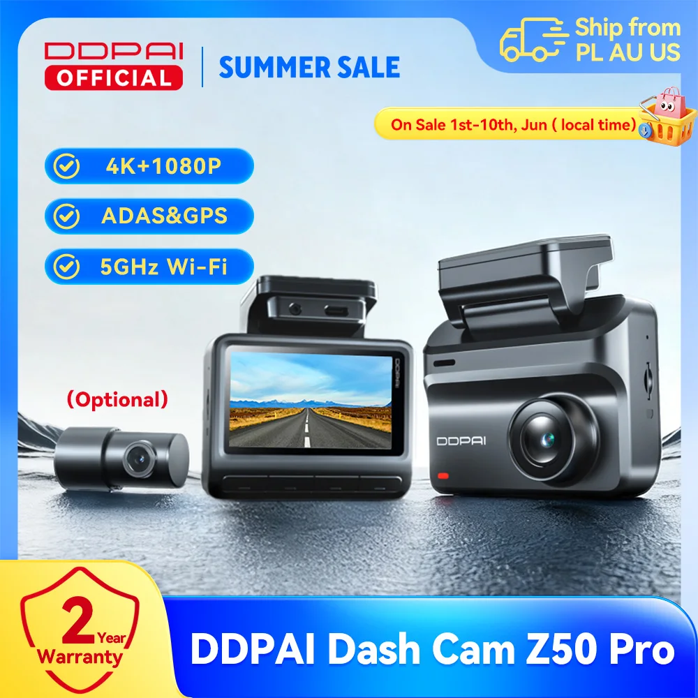 Caméra embarquée DDPAI Z50 Pro 4K, écran IPS 3 pouces, WiFi 5 GHz, GPS, ADAS, surveillance de stationnement 24h/24, caméra avant et arrière pour voiture