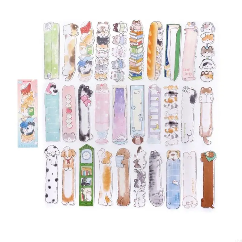 

Y5LB 30 Sheets Cartoon Kitten Puppy Bookmarks Scrapbooking Decorative Paper Journaling Decoration Supplies For Notebook