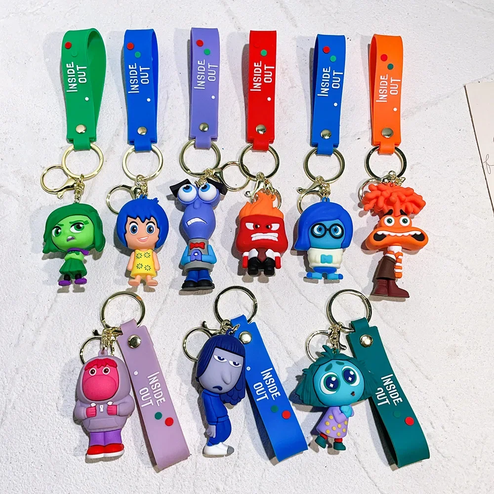 3D Cartoon Inside Out 2 Keychain Joy Sadness Anger Model Toys Pendant Disney Anime Keychain Accessories Children Jewelry Gifts