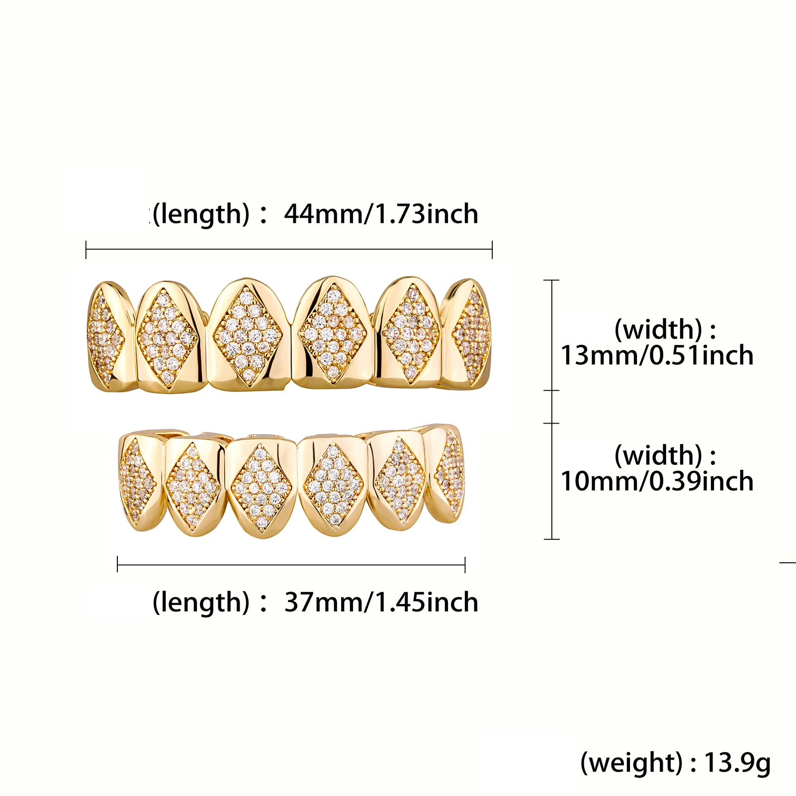 Hip Hop CZ Teeth Grillz Caps Cubic Zircon Iced Out Micro Pave Top&Bottom Charm Grills For Men Women Jewelry Cosplay Gift