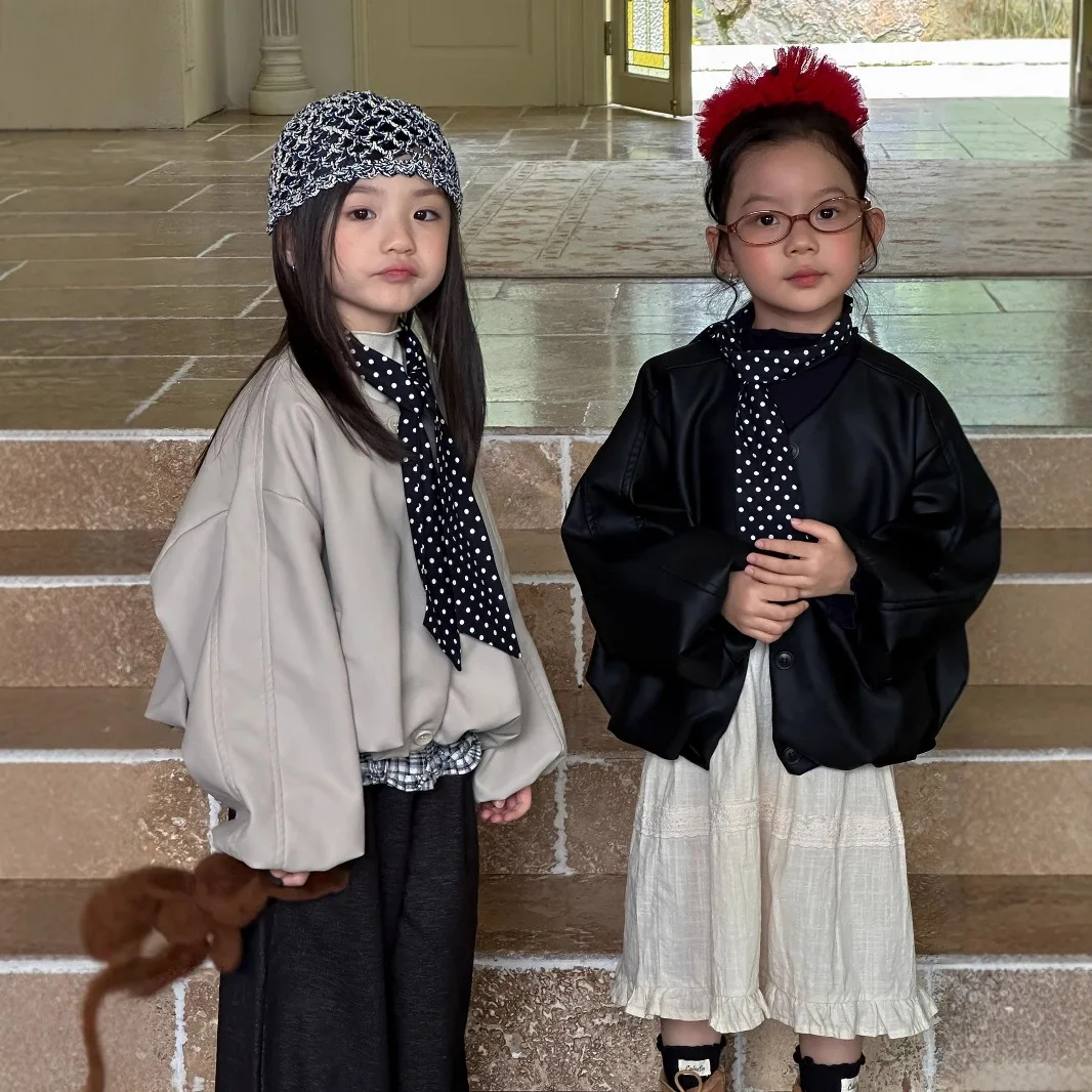 2026-autumn-korean-casual-temperament-versatile-girls-bat-sleeve-top-leather-jacket-jacket-set