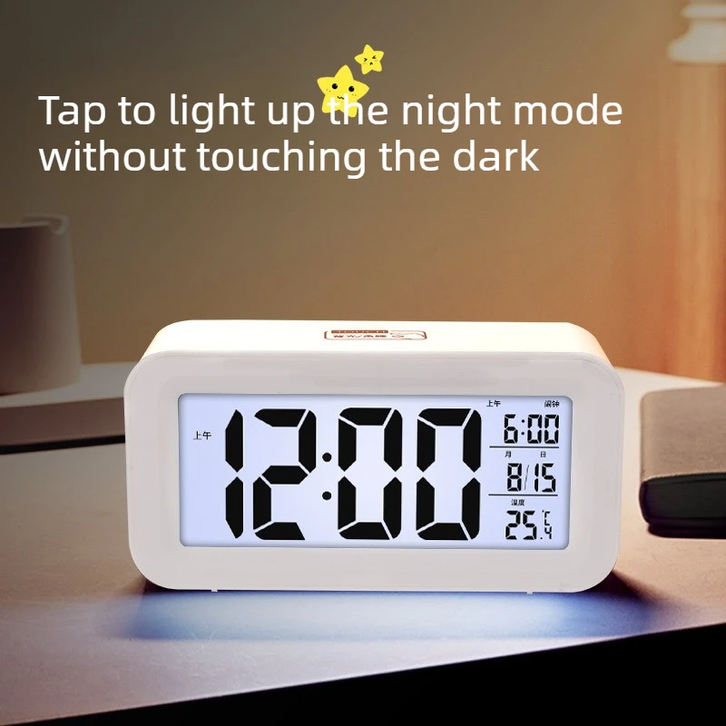 1 قطعة منبه رقمي بإضاءة خلفية متعددة الوظائف، ساعة تقويم وقت البيانات، غرفة النوم، سطح المكتب، غفوة، الساعات الإلكترونية، ديكور #3