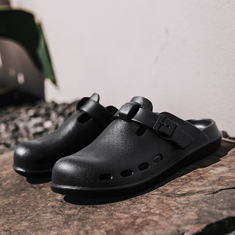 

Men's Baotou Slippers EVA Lightweight Anti Slip Summer Sandals Outdoor Fashion Soft Bottom Beach Waterproof New Chef Shoes 2025