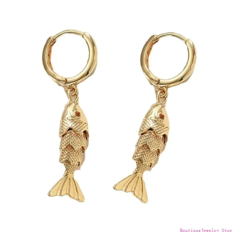 E1PE Beautifully Crafted Fish Earrings Ear Rings for Enhancing Your Everyday Look