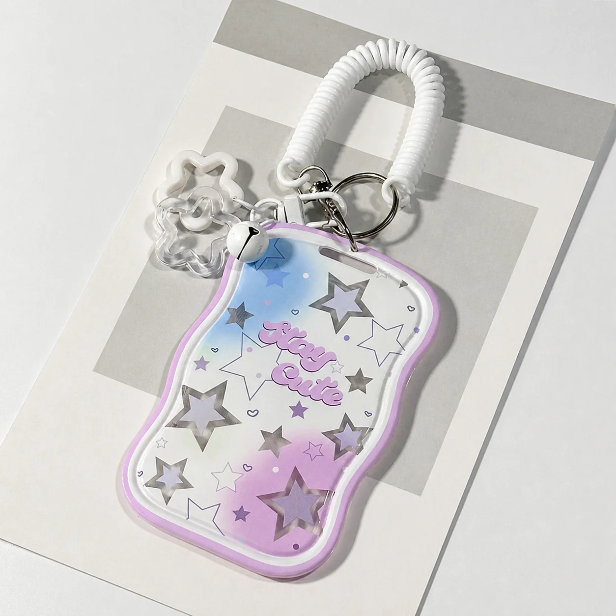 Plastic Card Holder Gradient Color Transparent Card Protector Bus Pass Card Holder Transparent For Bag Charm Daily Outings