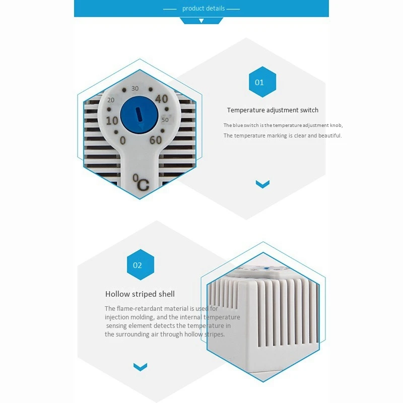 2X KTS011 NO Normally Open Adjustable Mechanical Temperature Controller Cabinet Thermostat Din Rail,Used For Cooling