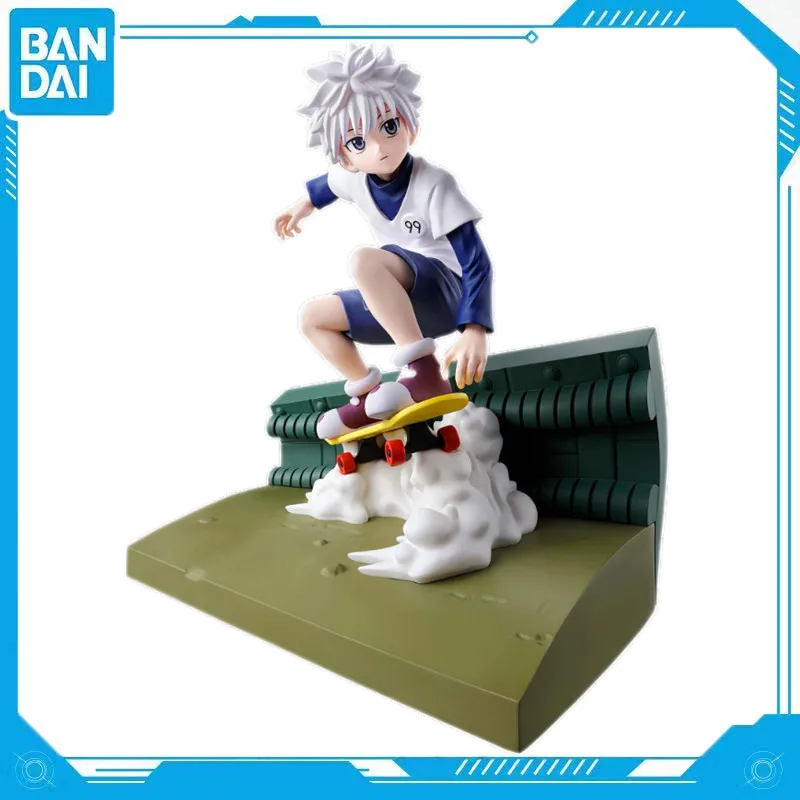 Bandai Echte Anime Hunter Hunter Killua Gedenkwaardige Saga PVC 14 cm Figuur Ornamenten Scène Karakters Model Speelgoed Gift Collectie