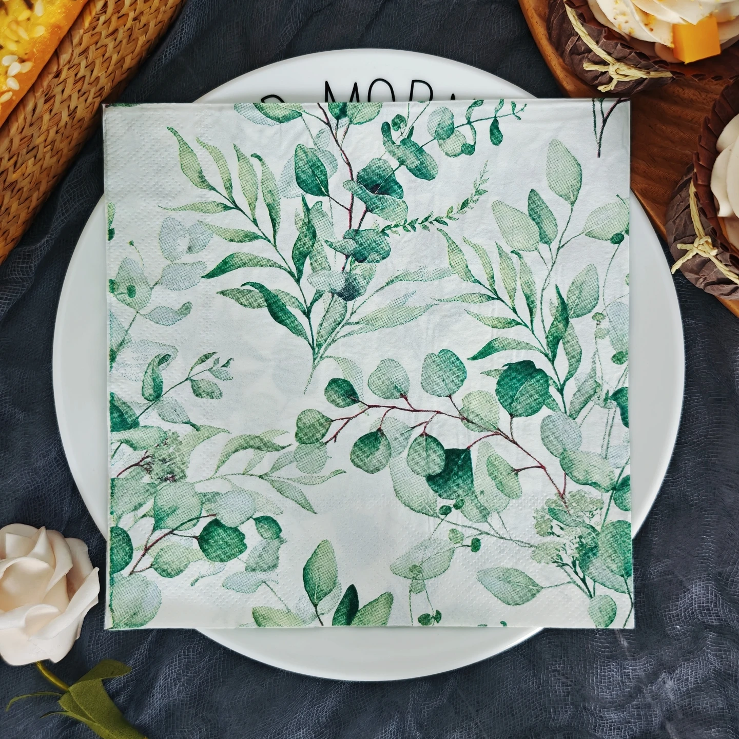 20/50pcs 33*33cm 2ply Eucalyptus leaves paper Napkins Suitab