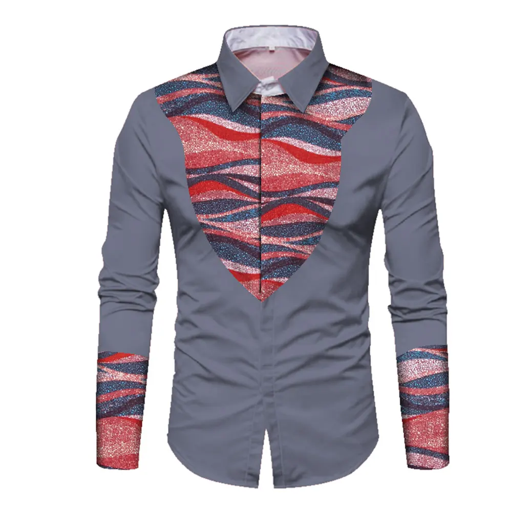 Men African Print Shirt Clothes Long Sleeve Cotton Slim Fit  Lapel Shirt Tops Men Personal Custom Plus Size WYN352