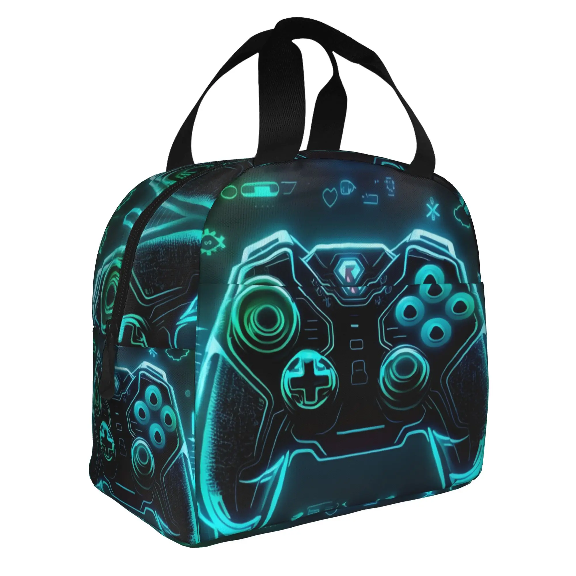 Game Controller Insulated Lunch Tote Bag for Women Technological Sense Resuable Thermal Cooler Bento Box School