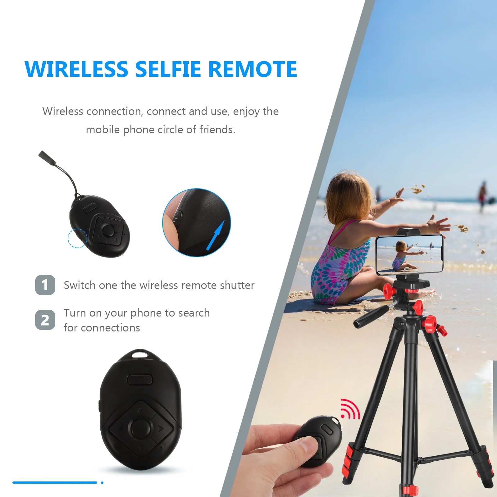 

1Pcs Mobile Selfie Shutter Remote Wireless Phone Camera Remote Controller Long Distance for Taking Photos Video