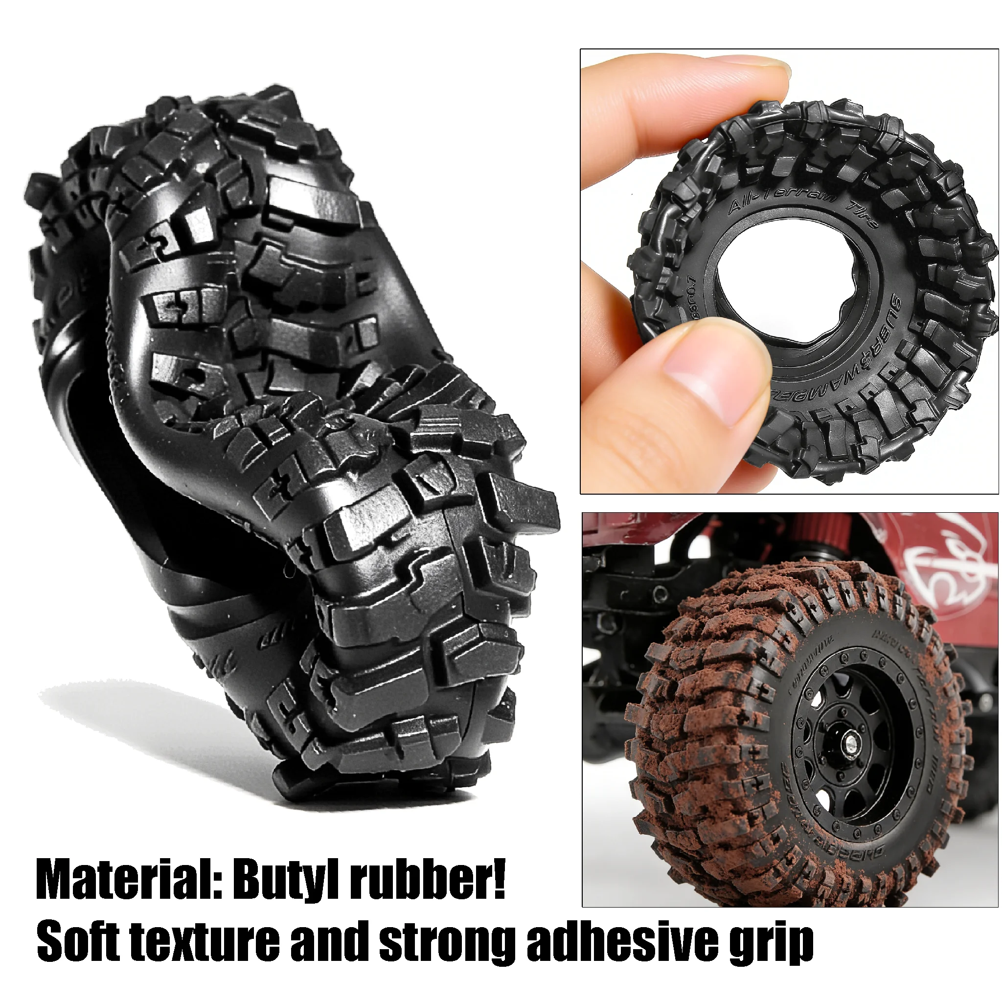 1/30 RC Crawler Tires 40mm 0.7in Soft Rubber All Terrain Tyres for Axial SCX30 Redcat Ascent-32 1:30 1/32 Mud Car Upgrade Parts