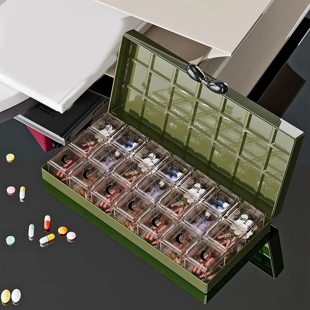 

Food Grade 7 Days Pill Case 21 Grids 3 Times a Day Daily Pill Box Large Capacity Dust-proof Medicine Storage Dispenser Travel