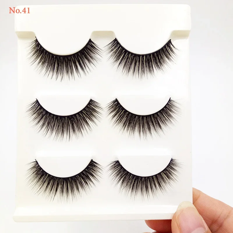 3 paires/ensemble fait à la main 3D faux cils Multiple en option maquillage naturel cils épais éclaircir les yeux outils de maquillage
