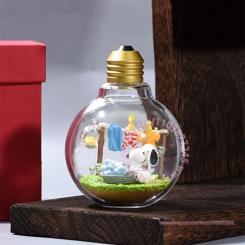 TAKARA TOMY Snoopy Series Weather in A Bottle Miniature Scene Animation Peripheral Trend Model Collection Ornaments Children Toy