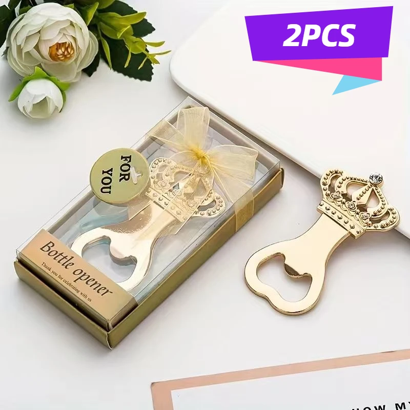 2PCS Creative Beer Crown Golden Bottle Opener European and American Personalized Wedding Supplies Practical Wedding Gifts Guests