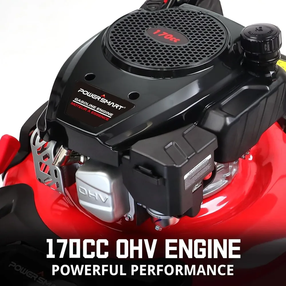 Cortacésped de gas autopropulsado, motor OHV de 21 pulgadas y 170 cc RWD de una sola velocidad 3 en 1 con ensacado versión 2024